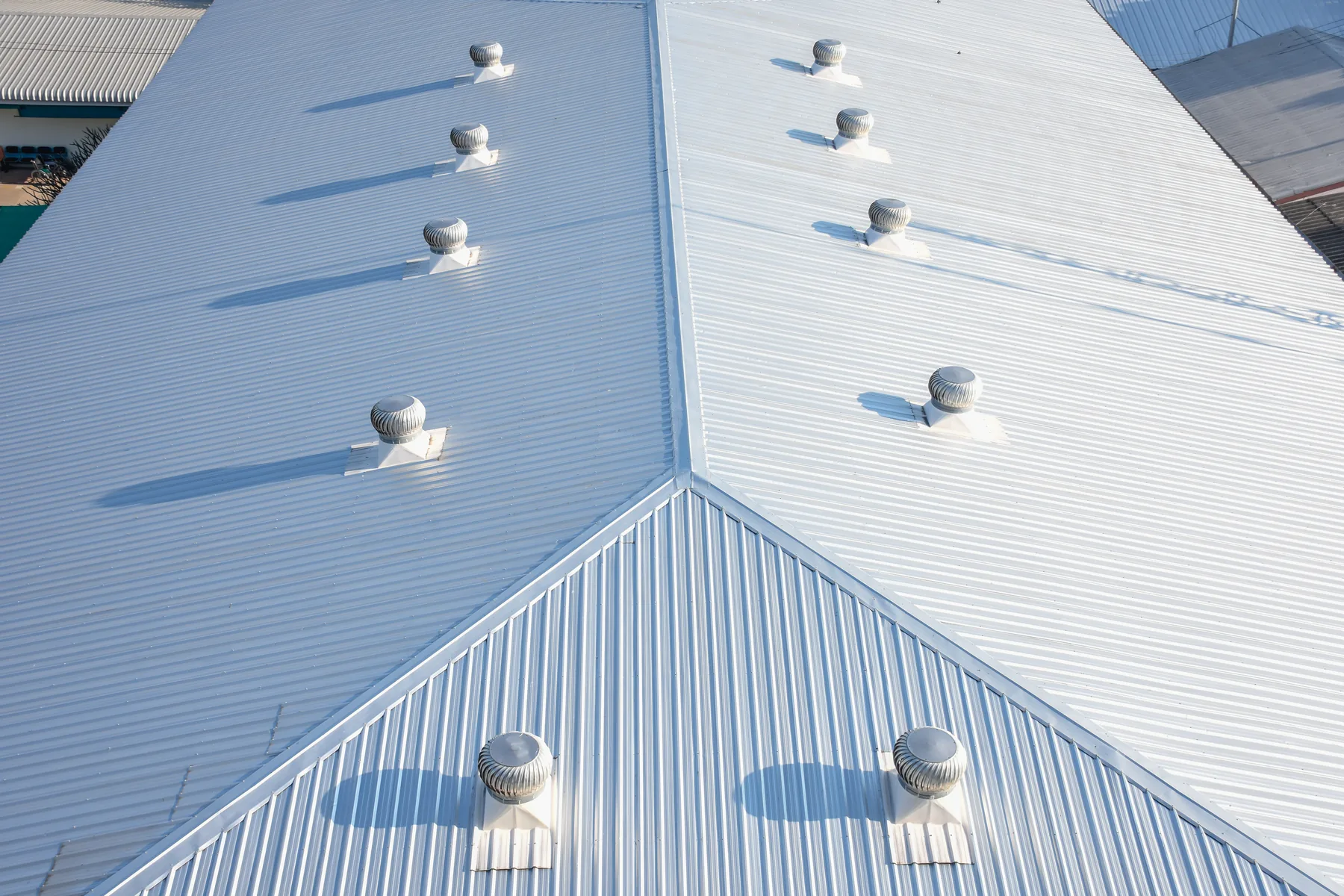 commercial metal roof vents aerial