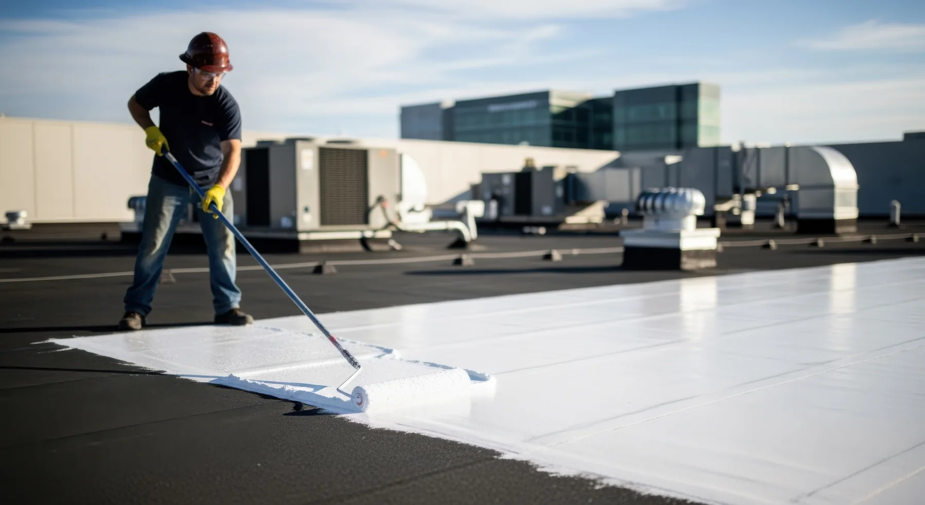 commercial roof coating application