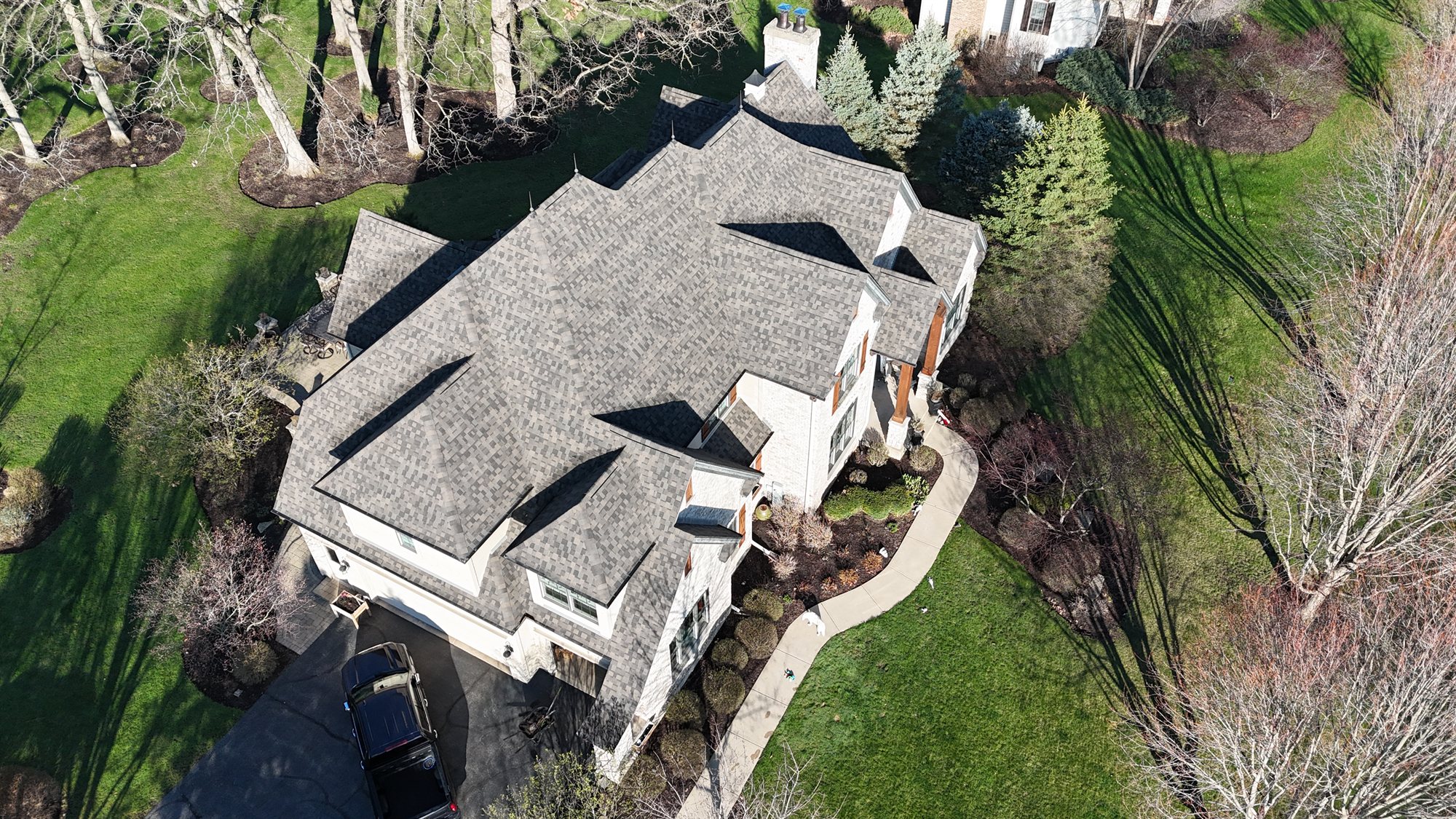 Completed roof on a home in the Chicago suburbs
