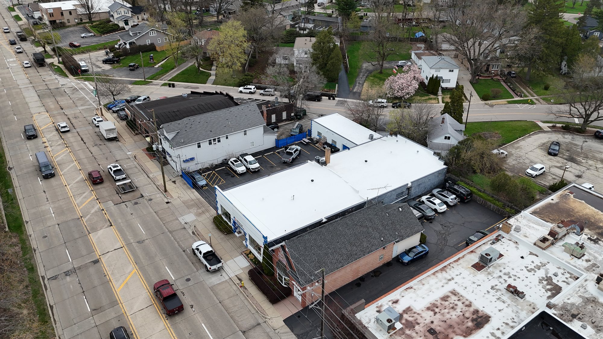 Commercial flat roof on a Cary business