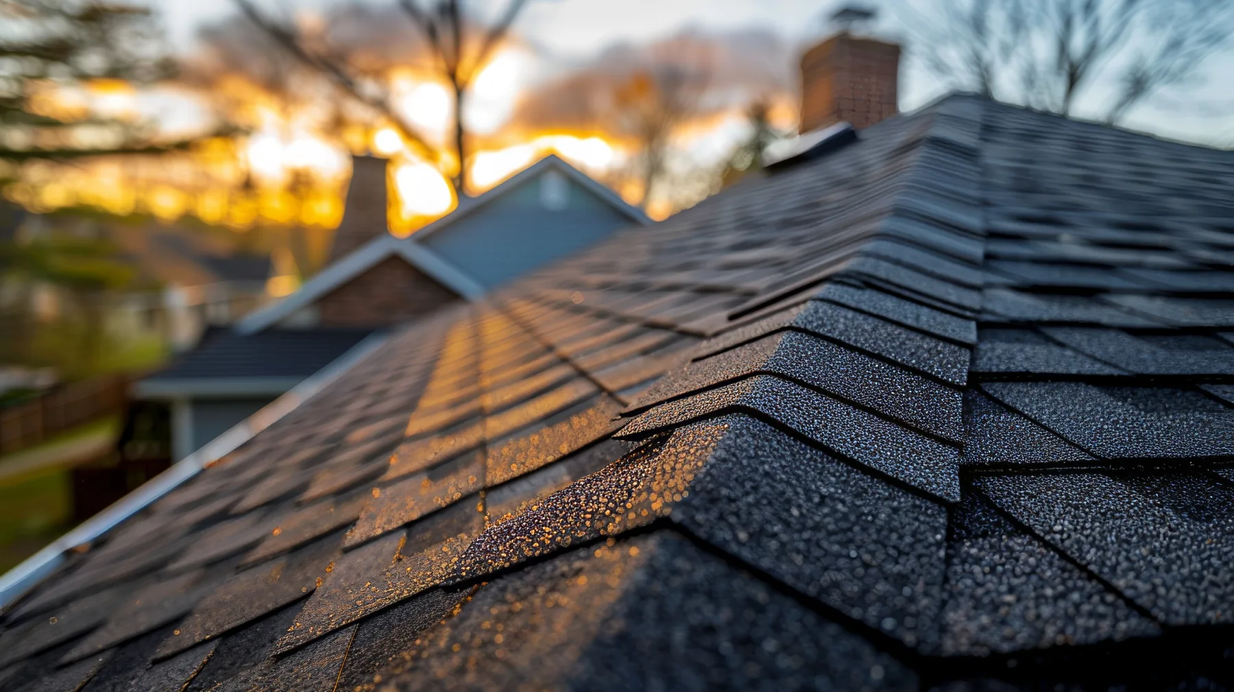 weathered shingle ridge sunset